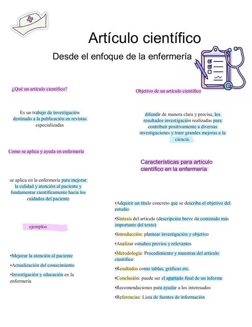 Artículo científico base a enfermeria