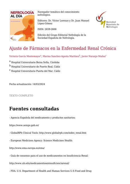 es articulo ajuste de farmacos en la enfermedad re