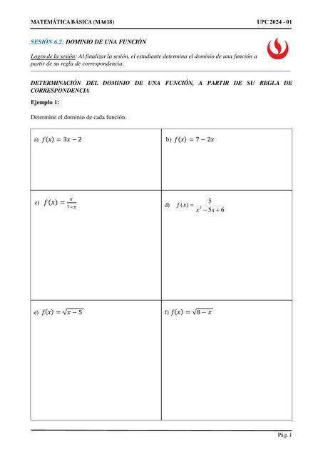 MA618 Dominio de funciones a partir de su regla