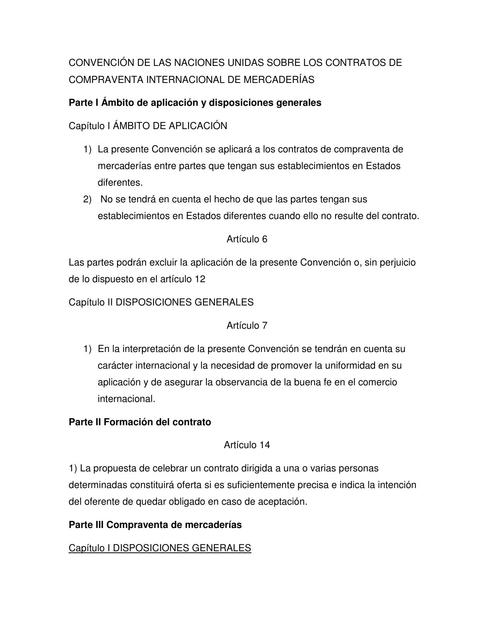 CONVENCIÓN DE LAS NACIONES UNIDAS SOBRE LOS CONTRATOS DE COMPRAVENTA