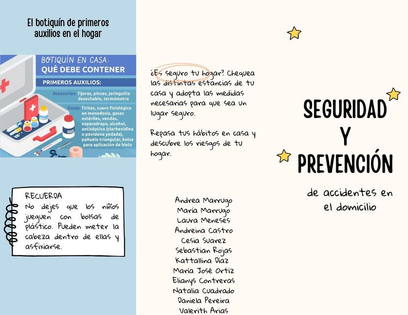 Folleto sobre seguridad y prevencion de accidente