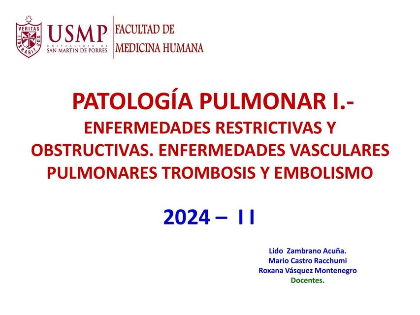 CLASE 03 PATOLOGÍA PULMONAR I 15 AGOSTO