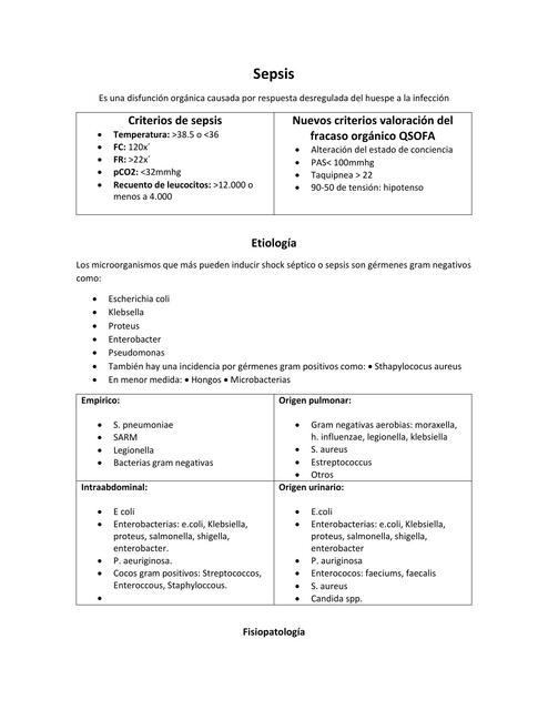 Sepsis y Shock Septico 1