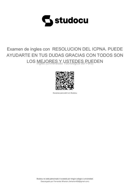 examen de ingles con resolucion del icpna puede ay