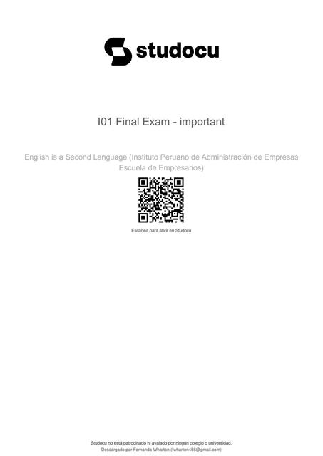 i01 final exam important