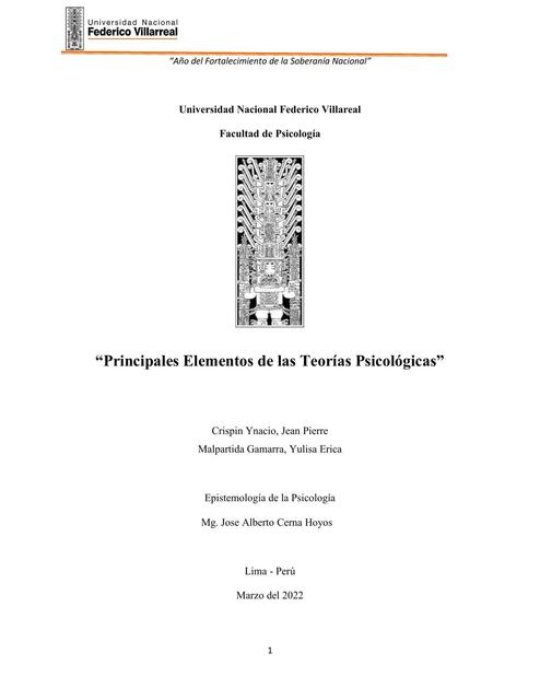 Principales Elementos de la Psicología - MONOGRAFIA