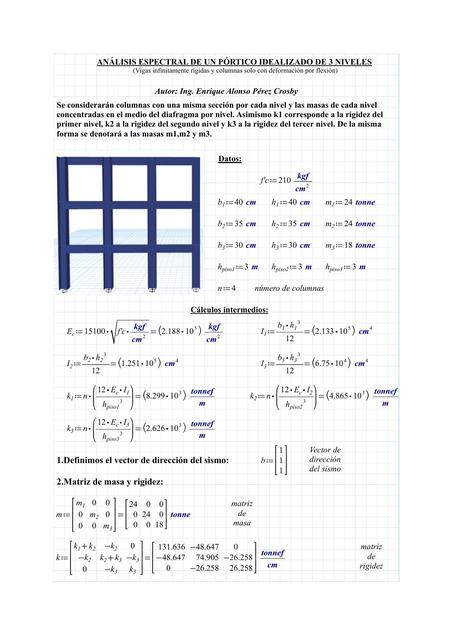 EJEMPLO ANÁLISIS MODAL ESPECTRAL DE PÓRTICO 3 NIVELES