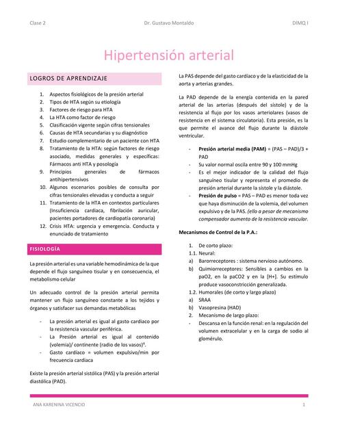 Clase 1 2 Hipertensión arterial