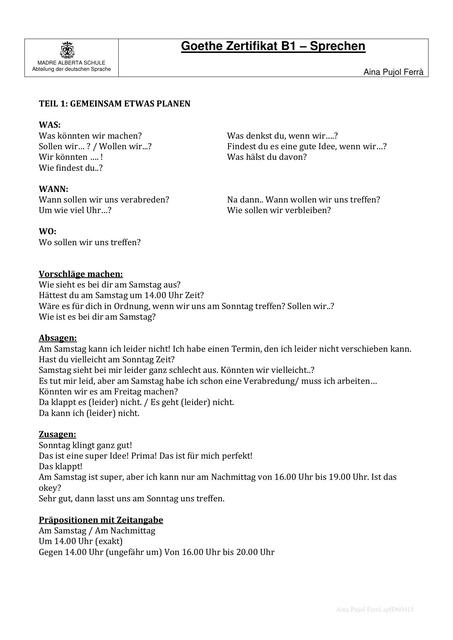 Gemeinsam Etwas Planen B1 Redemittel Redemittel B1 sprechen | julieth | uDocz