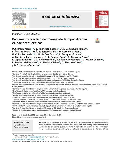 articulo de manejo de hiponatremia en pacientes críticos