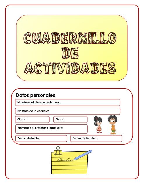 CUADERNILLO DE ACTIVIDADES PARA PRIMER GRADO