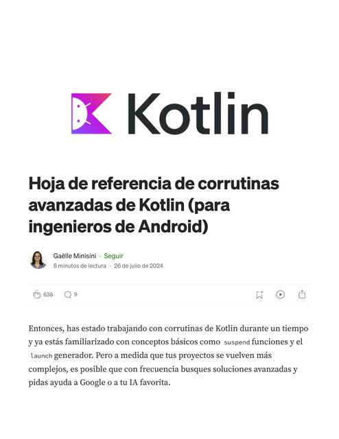 Hoja de trucos de corrutinas avanzadas de Kotlin p