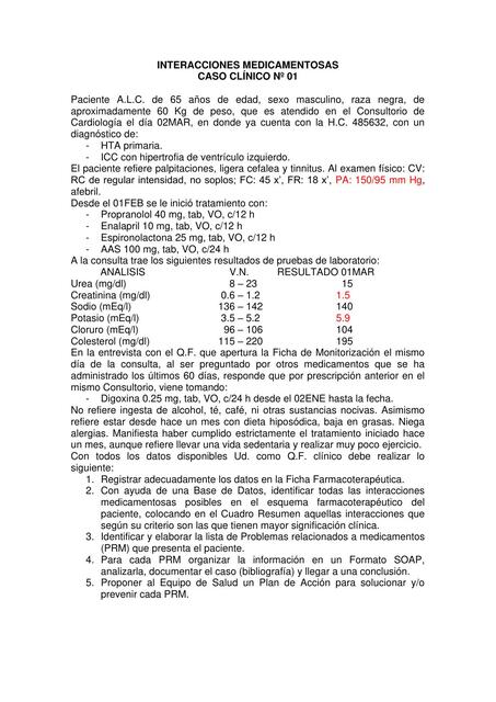 CASOS CLINICOS INTERACCIONES MEDICAMENTOSAS 1