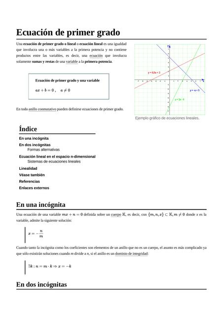 Ecuación de Primer Grado