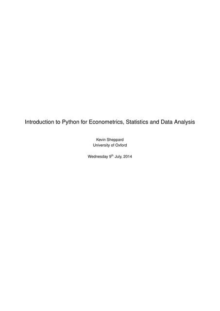 Introduction Python Econometrics Statistics Data A