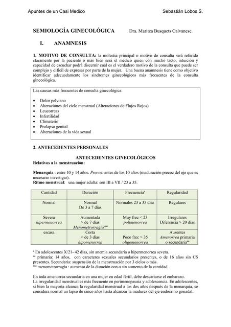 Semiología y Síndromes Ginecológicos