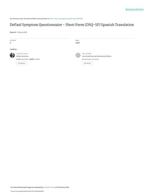 DePaul Symptom Questionnaire Spanish | META | uDocz