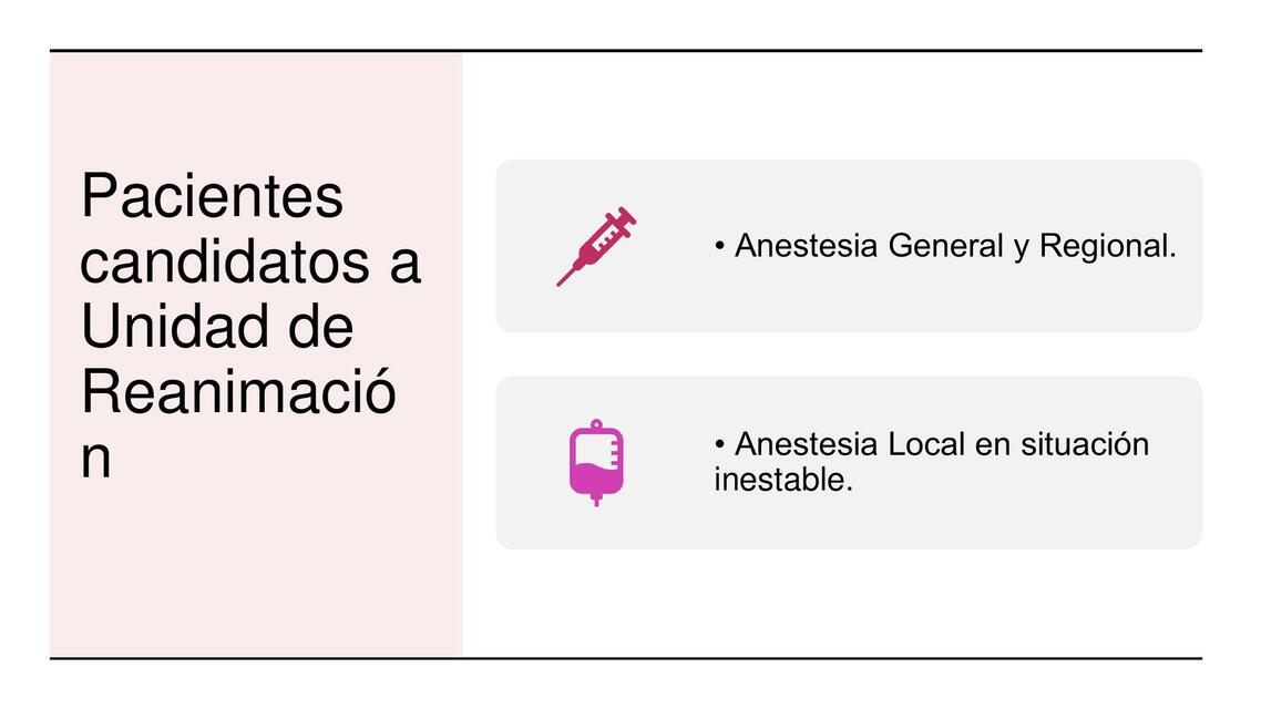 Pacientes candidatos a Unidad de Reanimación