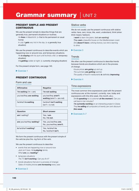 Grammar summary Unit 2