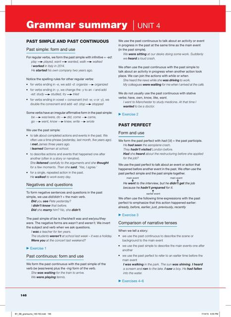 Grammar summary Unit 4