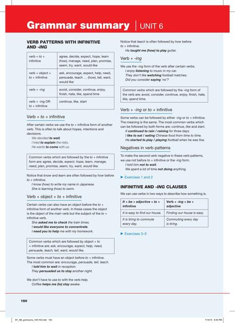 Grammar summary Unit 6