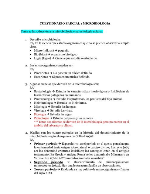 CUESTIONARIO PARCIAL 1 MICROBIOLOGIA 1