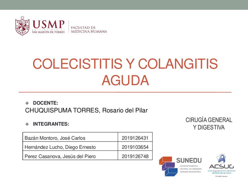 Colecistitis y Colangitis Aguda - Seminario de Cirugía General y Digestiva USMP