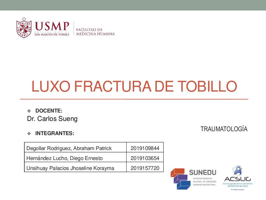 Luxofractura de Tobillo - Seminario de Traumatología USMP