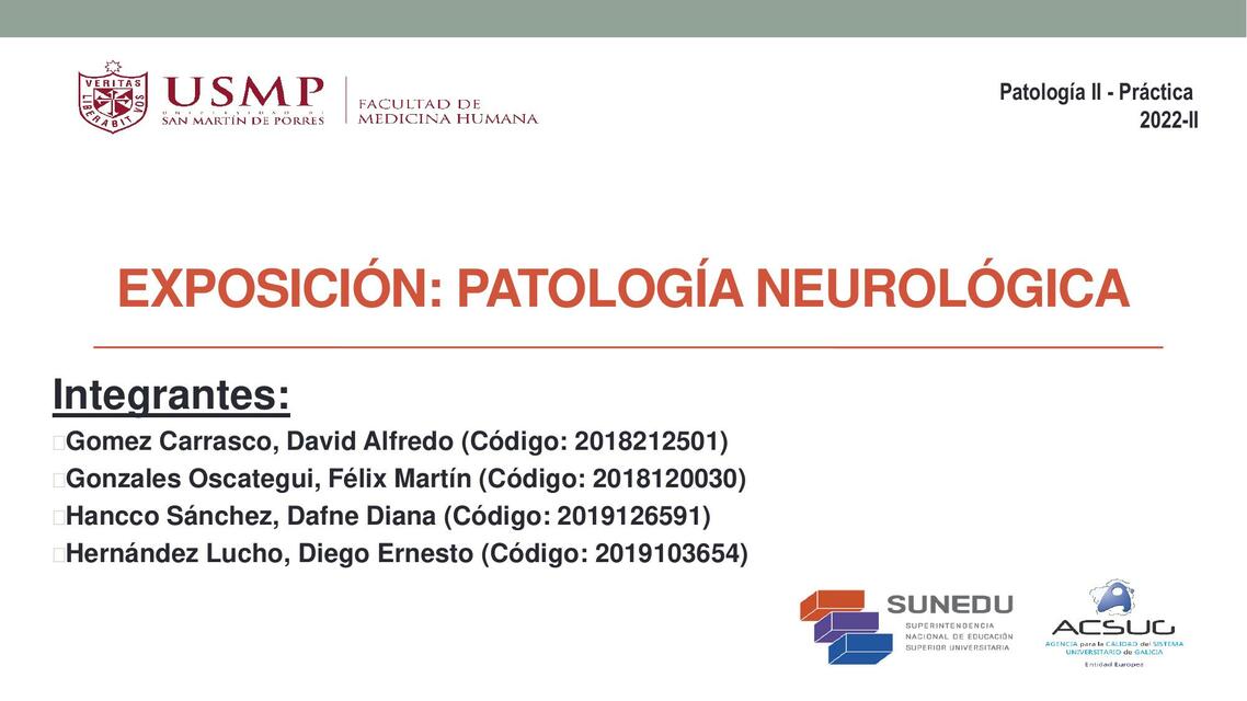 Patología Neurológica - Práctica de Patología II USMP