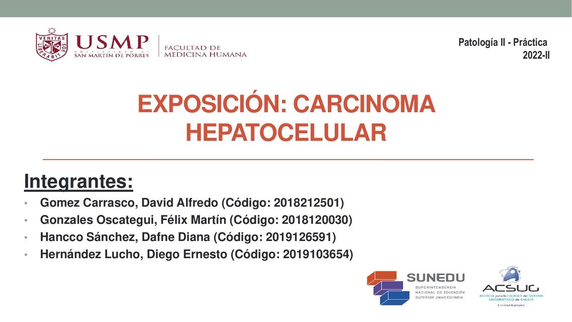 Carcinoma Hepatocelular - Práctica de Patología II USMP