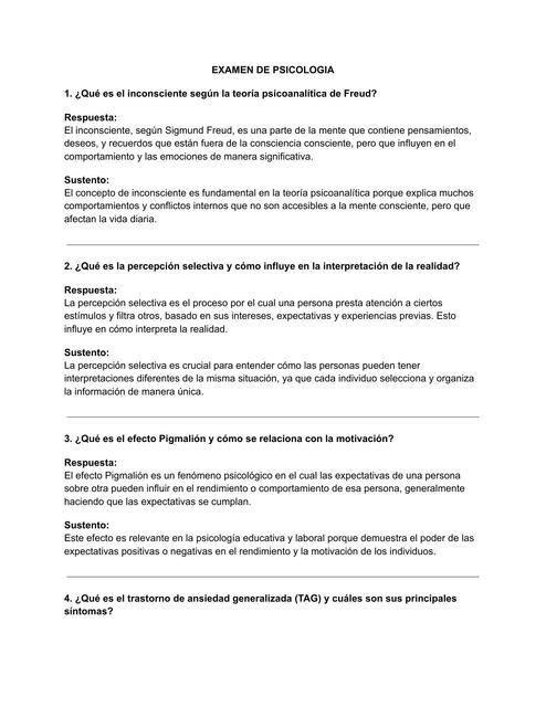 EXAMEN DE PSICOLOGIA I