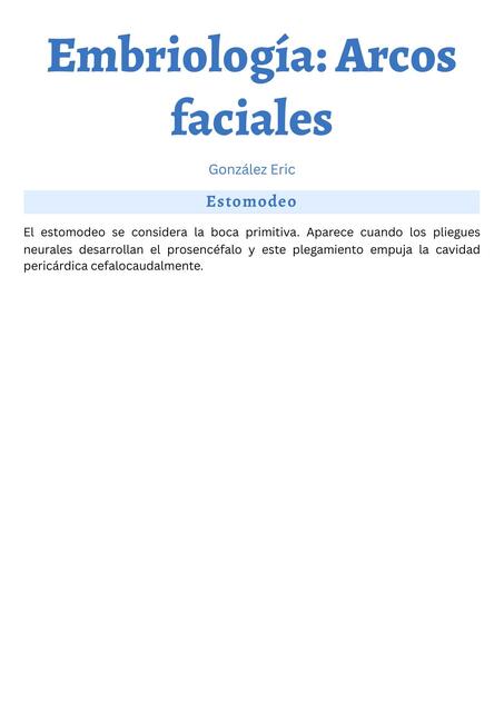 Embriología y desarrollo orofacial Arcos Faciales