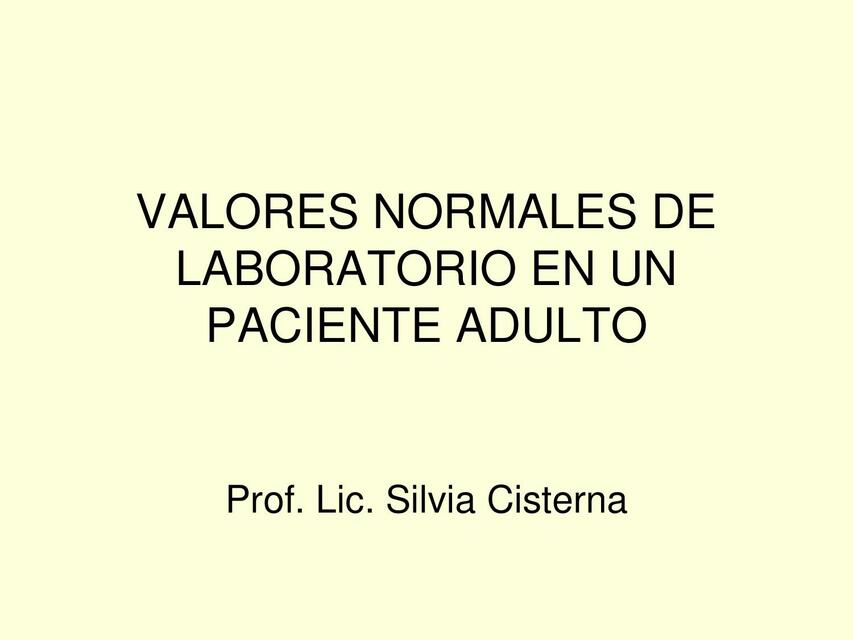 VALORES LABORATORIO