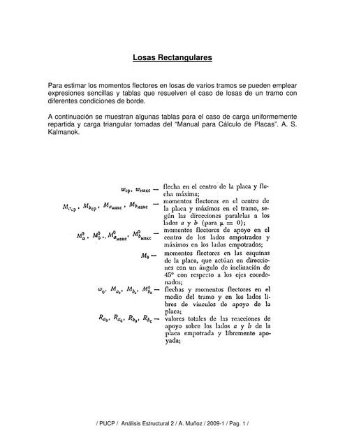 Tablas de Kalmanov