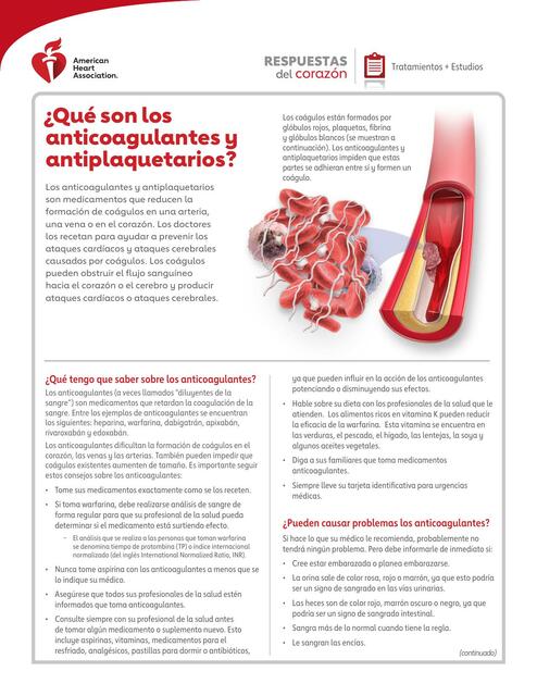 ¿Qué son los anticoagulantes y antiplaquetarios?