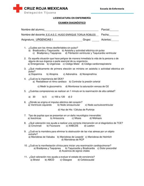 Examen diagnóstico 