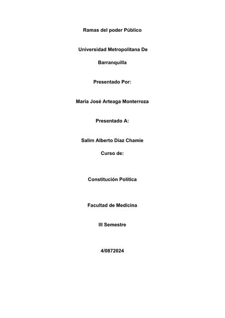 Tarea N2 del primer corte Ramas del poder Público