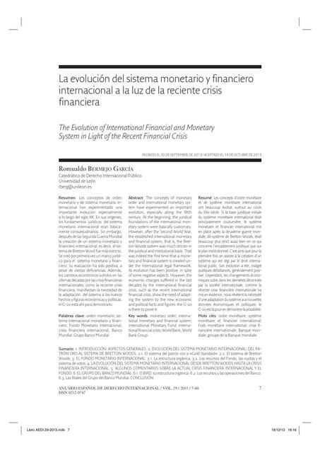 La evolución del sistema monetario y financiero