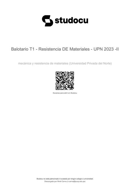 Balotario T1 Resistencia DE Materiales UPN II