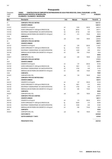 Reporte De Costos