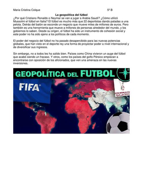 La geopolítica del fútbol