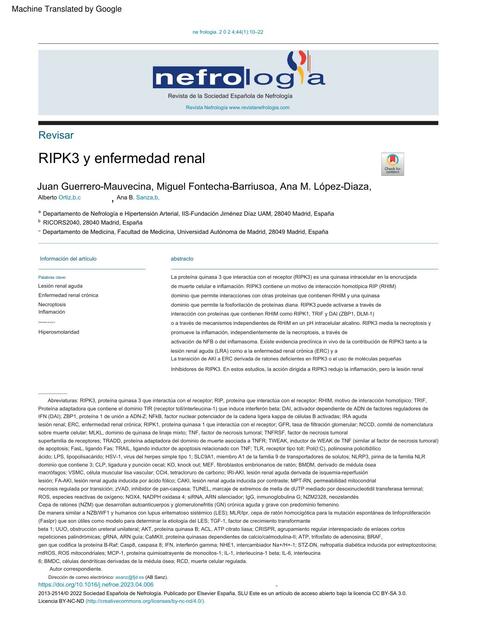 ripk3 y enfermedad renal