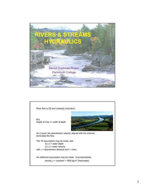 Rivers and streams Hydraulic EFM Rivers Equations