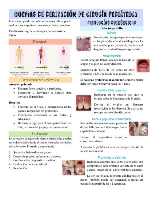 Normas de derivación de cirugía pediátrica