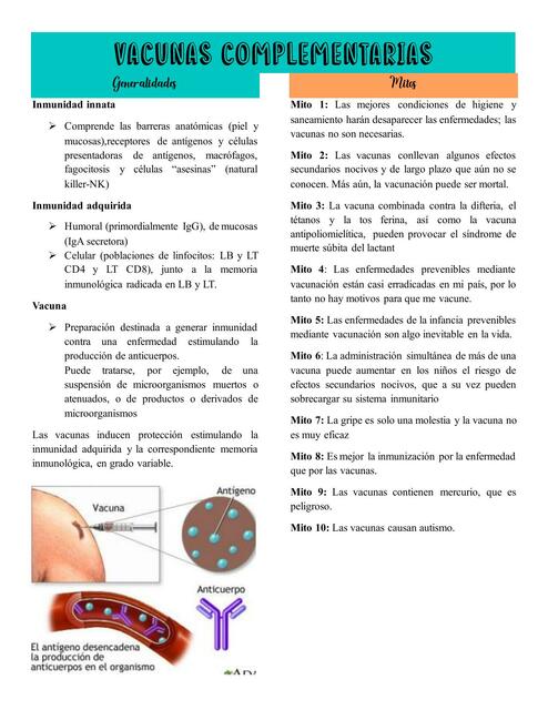 Vacunas Complementarias en Chile