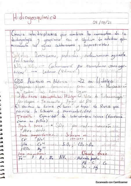 Hidrogeoquimica y Cuencas Sedimentarias