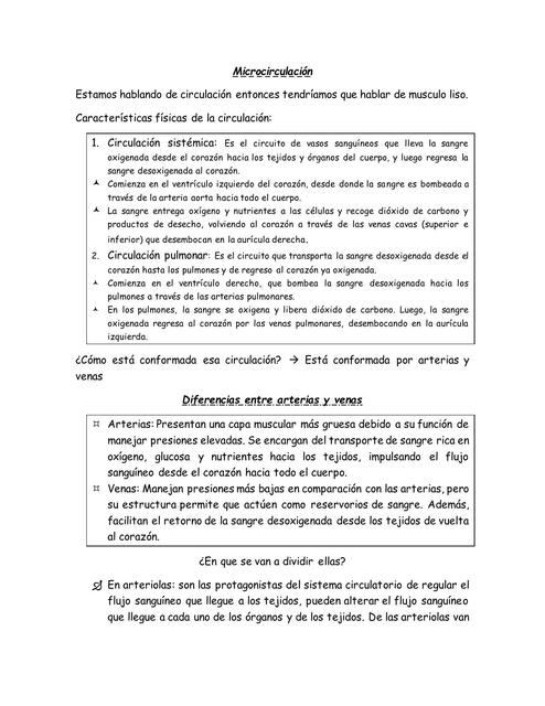 Microcirculación y circulación