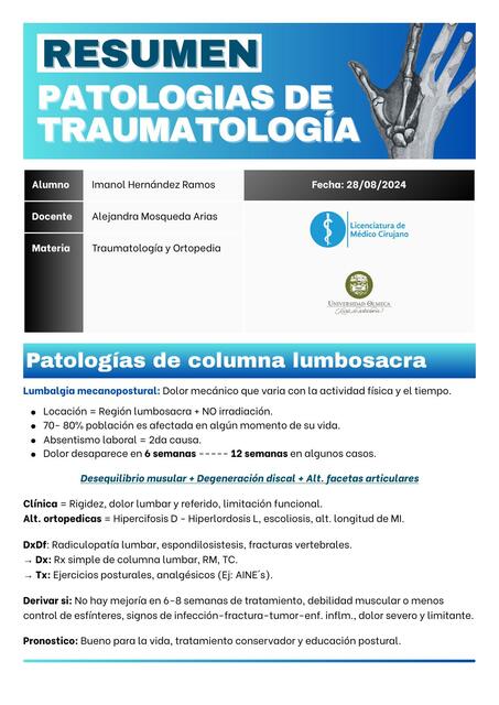 Patologías de traumatología