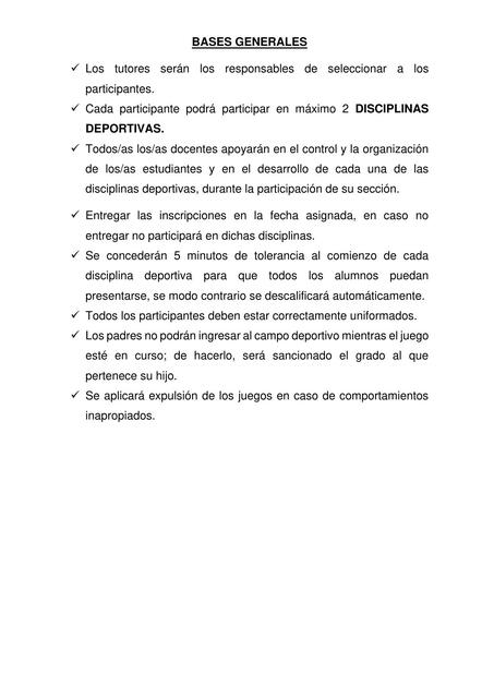 Bases de disciplinas deportivas