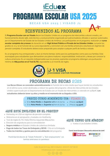 Programa Escolar USA VISA J1